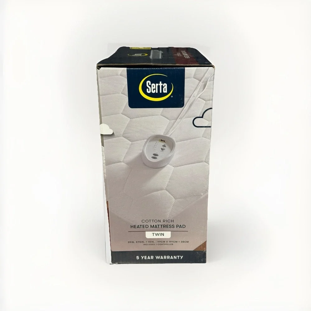 Serta Cotton Rich Heated Mattress Pad - Twin NIB‎